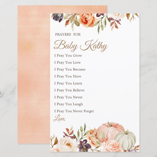 Fall Peach Pumpkin Kärlek Prayers for Baby (Fram/baksida)