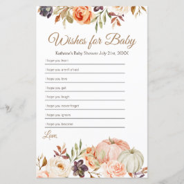 Fall Peach Pumpkin Rustic Blommigt Önskemål för Ba