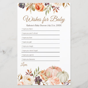 Fall Peach Pumpkin Rustic Blommigt Önskemål för Ba