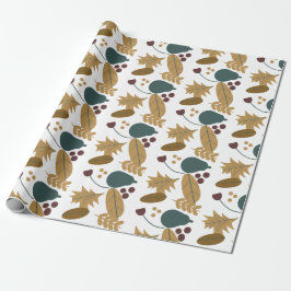 Fall Pear Floral Greenery Wrapping Paper Presentpapper