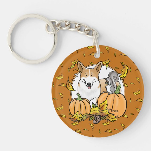 Fall Pembroke Welsh Corgi (röd 1) Pumpkins Cute (Framsidan)