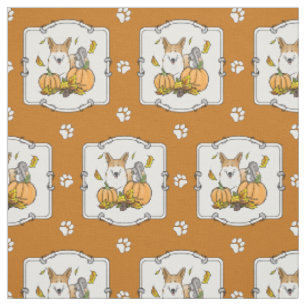 Fall Pembroke Welsh Corgi (röd 1) Pumpkins Cute Tyg