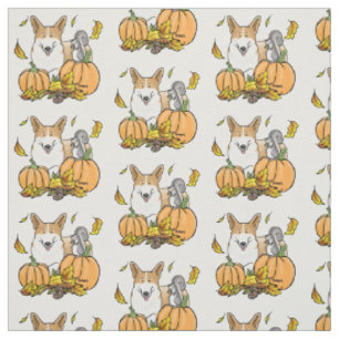 Fall Pembroke Welsh Corgi (röd 1) Pumpkins Cute Tyg