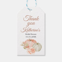 Fall Persika och Grönt Pumpkin Rustic Tack Märkre Presentetikett