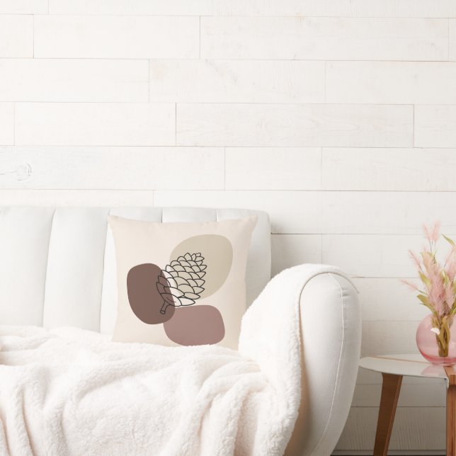 Fall Pinecone och Abstrakt Brown Blob Shapes Gift Kudde (Soffa)