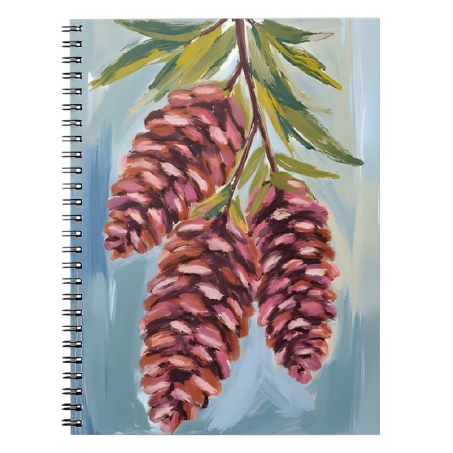 Fall Pinecones | Watercolor Autumn Painting Anteckningsbok (Framsidan)