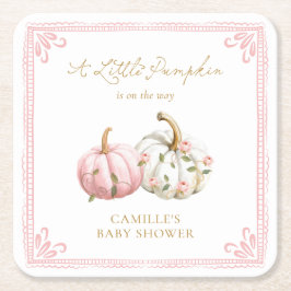Fall Pink Baby Shower Drink Coasters Underlägg Papper Kvadrat