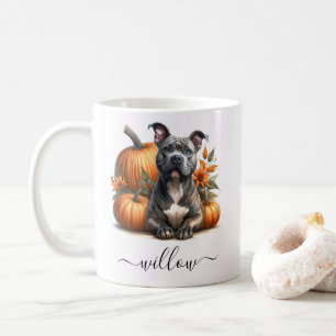 Fall Pitbull Mugg med Personlig Namn