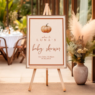 Fall Plade A Little Pumpkin Baby Shower Välkommen Poster