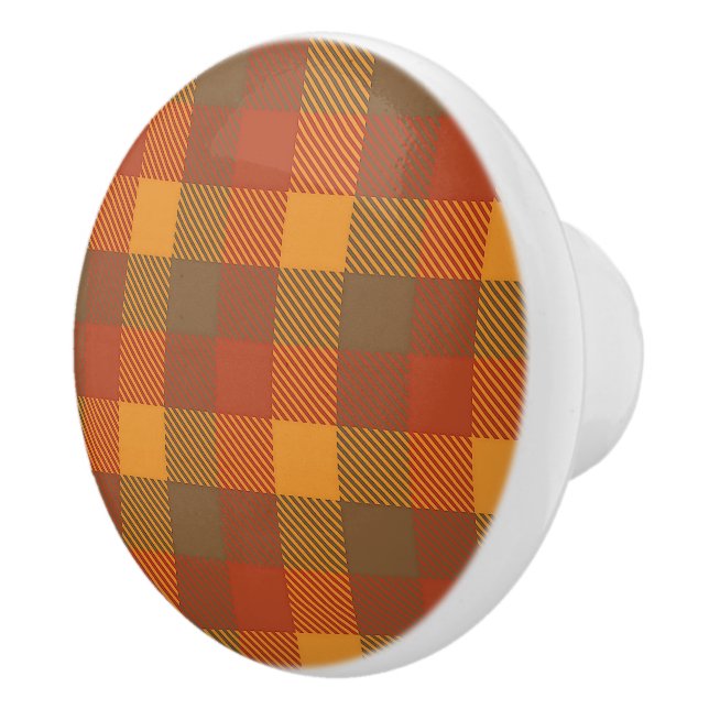 Fall plaid färg tryckt runt keramiska knop knopp (Höger)