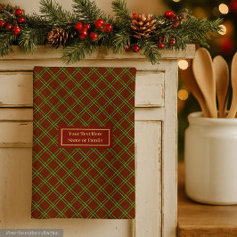 Fall Plaid Kitchen Towel Elegant Monogram Accent Kökshandduk