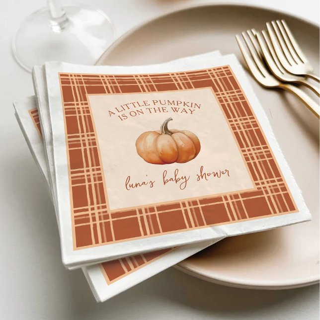 Fall Play A Little Pumpkin Baby Shower Napkins Pappersservett (Skapare uppladdad)