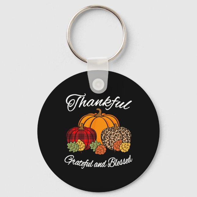 Fall Play Leopard Pumpkin Autumn Thanksgiving Ble Nyckelring (Framsida)