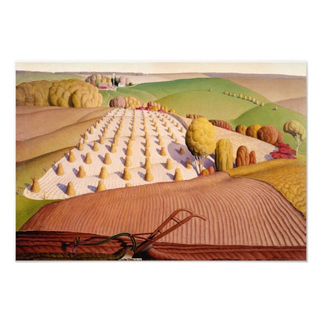 Fall Plowing 1931 by Grant Wood Fototryck (Framsidan)