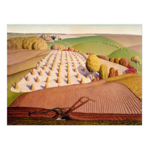 Fall Plowing by Grant Wood Fototryck