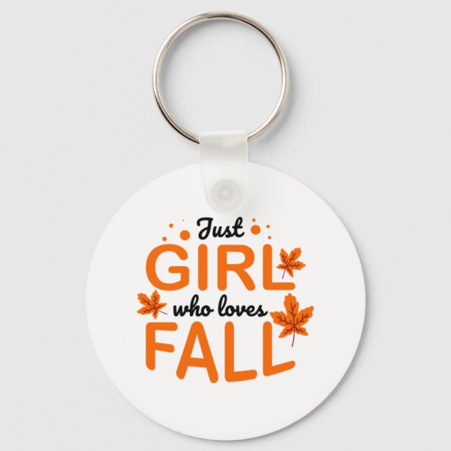 Fall Print Orange Text and Löv Keychain Nyckelring (Framsida)