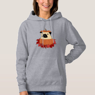 Fall Pug med Löv, pumpor och solblommor T Shirt