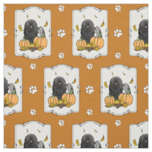 Fall Puli Hund (svart) Pumpkins Löv Cute Funny Tyg