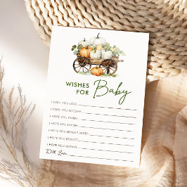 Fall Pumpa Önskningar För Baby Shower Spelkort Inbjudningar