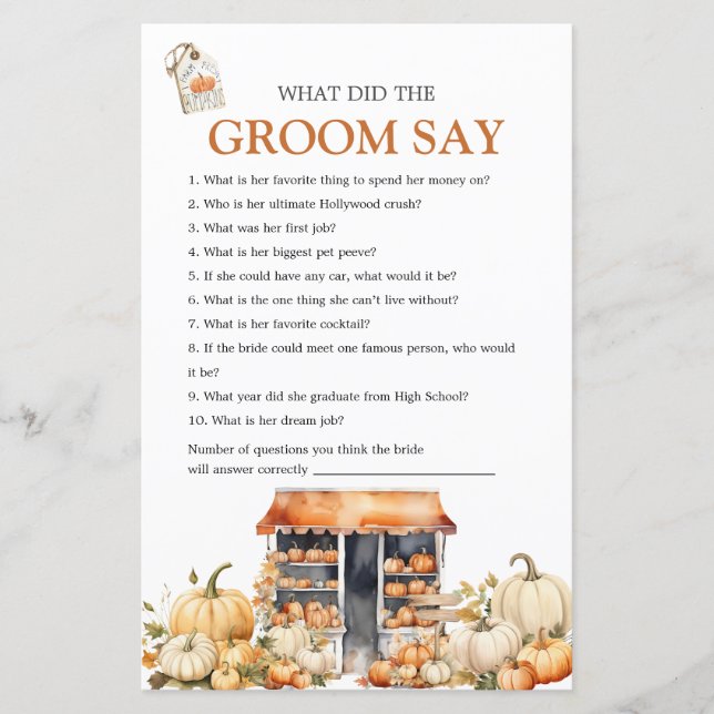 Fall Pumpkin är borta från marknaden som Groom säg (Framsida)