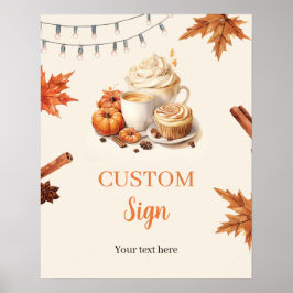 Fall Pumpkin är Brewing Coffee Anpassningsbar Sign Poster