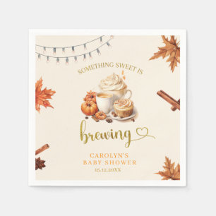 Fall Pumpkin är Brewing Coffee Lämna Papper Napkin Pappersservett