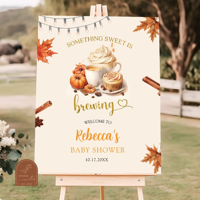 Fall Pumpkin är Brewing Coffee Löv Välkomstskylt Poster (Skapare uppladdad)