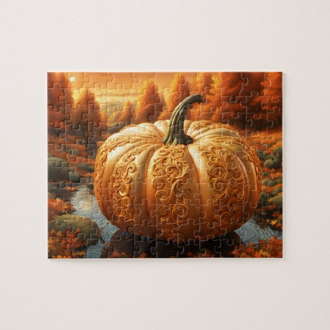Fall Pumpkin Artwork Puzzle Pussel (Horisontell)