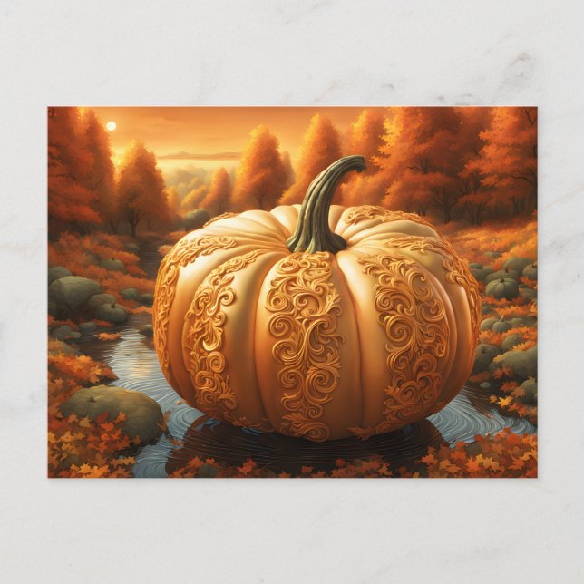 Fall Pumpkin Artwork-vykort Helg Vykort (Framsida)