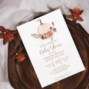 Fall Pumpkin Autumn Löv Burgundy Blommigt BOHO Inbjudningar