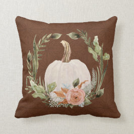 Fall Pumpkin Autumn Rust Blommigt Moss Foliage Kudde