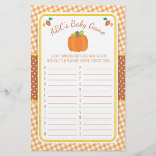 Fall Pumpkin Baby Shower ABC's Game Flygblad