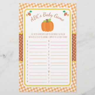 Fall Pumpkin Baby Shower ABC's Game Flygblad