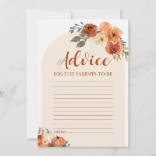 Fall Pumpkin Baby Shower Advice för föräldrar Inbjudningar
