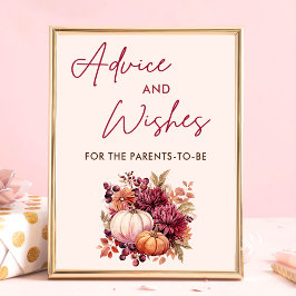Fall Pumpkin Baby Shower Advice och Önskemål Poster