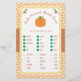 Fall Pumpkin Baby Shower Animal Match Game Flygblad