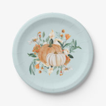 Fall Pumpkin Baby Shower Blue