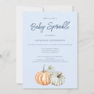 Fall Pumpkin Baby Shower Blue Sprinkle-inbjudan Inbjudningar