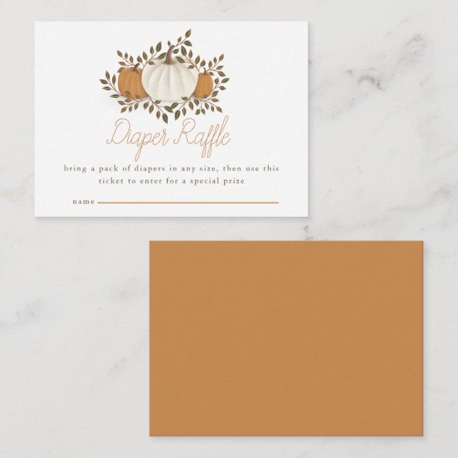 Fall Pumpkin Baby Shower Diaper Raffle Insert Card Tilläggskort (Fram/baksida)