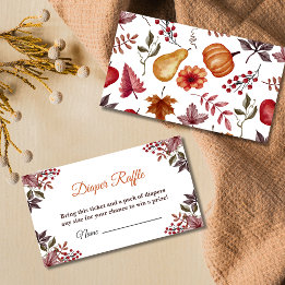Fall Pumpkin Baby Shower Diaper Raffle Tilläggskort