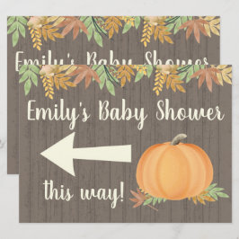 Fall Pumpkin Baby Shower Direction Sign Inbjudningar