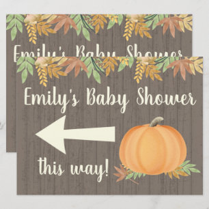 Fall Pumpkin Baby Shower Direction Sign Inbjudningar