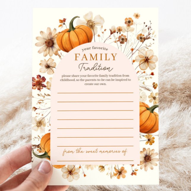 Fall Pumpkin Baby Shower Family Traditions Card Inbjudningar (Fall Pumpkin Baby Shower Family Traditions Card)