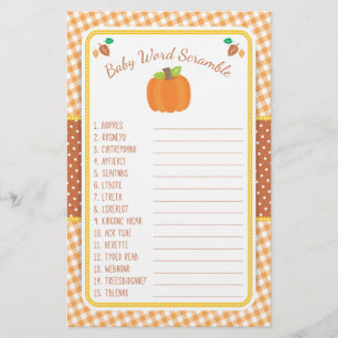 Fall Pumpkin Baby Shower Game - Ord-skandal Flygblad