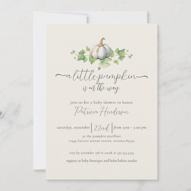 Fall Pumpkin Baby Shower Gender Neutral-inbjudan Inbjudningar (Framsida)