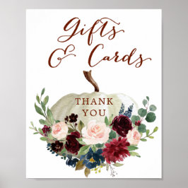 Fall Pumpkin Baby Shower Gifts & Cards Sign Poster