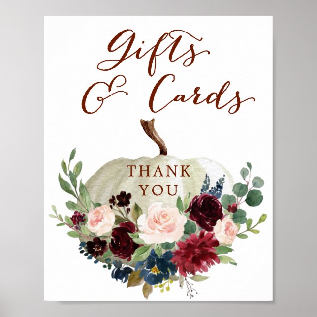 Fall Pumpkin Baby Shower Gifts & Cards Sign Poster (Framsidan)