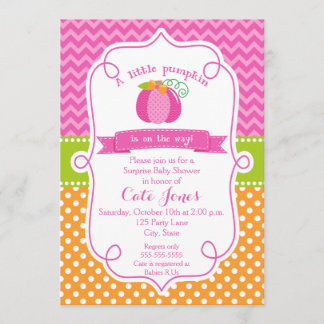 Fall Pumpkin Baby Shower, Girl Pumpkin Inbjudningar