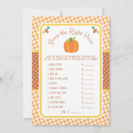 Fall Pumpkin Baby Shower Gissa det Prisa spelkorte