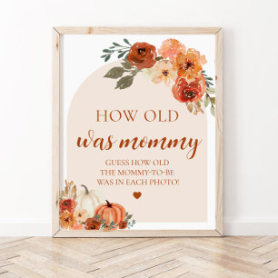 Fall Pumpkin Baby Shower hur gammalt Mamma var Poster